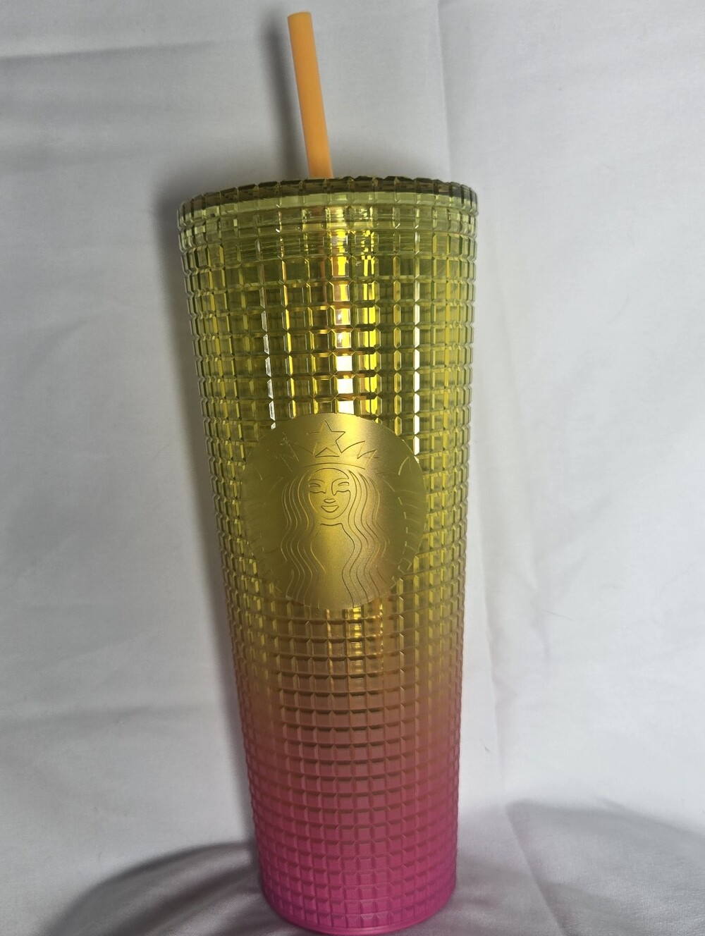 Starbucks Yellow Pink Sunset Grid Ombre Venti Tumbler 24oz